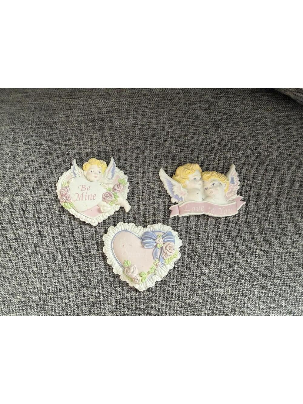 Vintage Valentine Angelic Cherubs Fridge Magnets Cupid Love Hearts Floral Lot